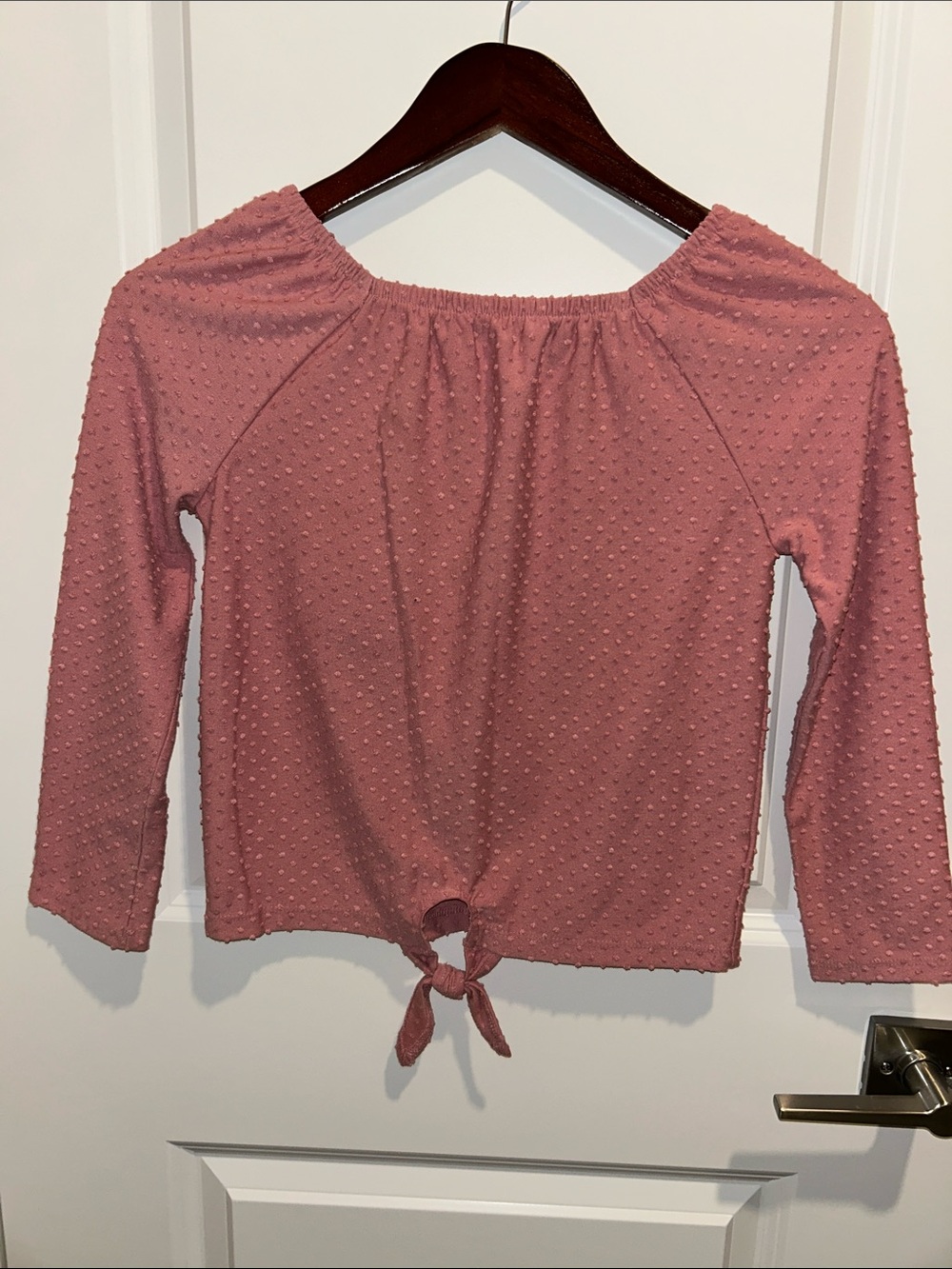 The Children’s Place Dusty Rose Tie-Front Textured Crop Top